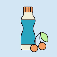 Yoghurt bottle with flavor cherry vector icon
