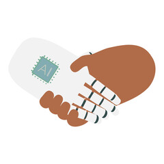 Robot AI Hand shaking Human Hand
