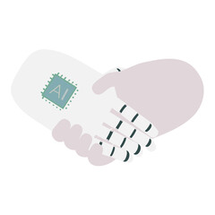 Robot AI Hand shaking Human Hand
