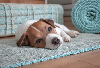 jack russel dog lying on the ground