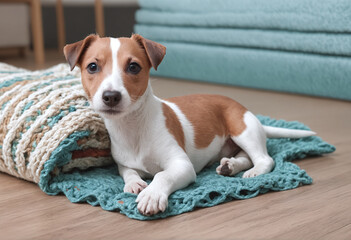 jack russel dog lying on the ground