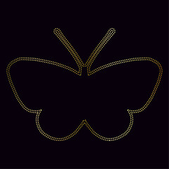 Decorative golden butterfly, outline of a winged insect. Vector graphics.