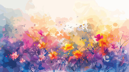 Abstract colorful flower blooming watercolor