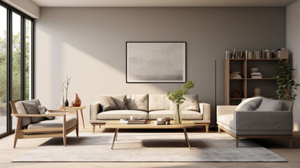 A modern living room featuring adjustable furniture that can be moved to fit any need - obrazy, fototapety, plakaty