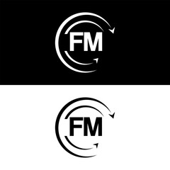 FM letter  logo minimal unique and simple logo design, FM creative modern monogram logo style
