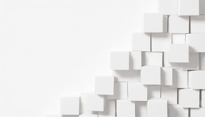 Random shifted white cube boxes block background wallpaper banner with copy space