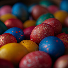 Fototapeta na wymiar Colorful Easter Eggs Celebration Close-up