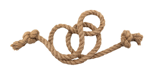 Jute. Twisted linen rope on a white background. Rope