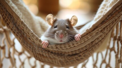 Obraz premium Rat Sitting in Hammock