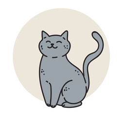 Doodle sketch line art animal cats characters hand drawn isolated set. Modern simple line outline style. Vector cartoon graphic design element illustration