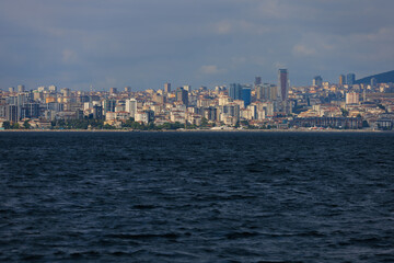 Fototapeta premium Cityscape View from the water to buildings in the city of Istanbul 