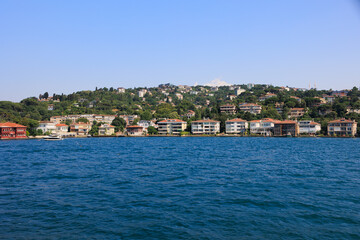 Cityscape View from the water to buildings in the city of Istanbul 