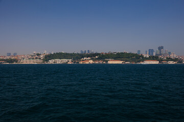Cityscape View from the water to buildings in the city of Istanbul 