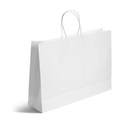 One paper bag with handles isolated on white