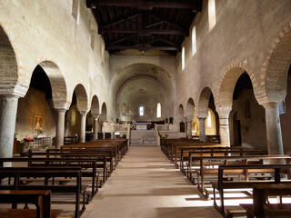 Medieval church of SS. Pietro e Paolo at Agliate, Brianza, Italy. interior