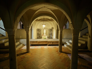 Medieval church of SS. Pietro e Paolo at Agliate, Brianza, Italy. interior