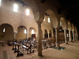 Medieval church of SS. Pietro e Paolo at Agliate, Brianza, Italy. interior