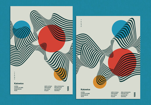 Two Swiss Modernism Style Posters Design Layout