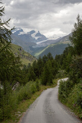 Trail by the side of Matterhorn in the Swiss Alps