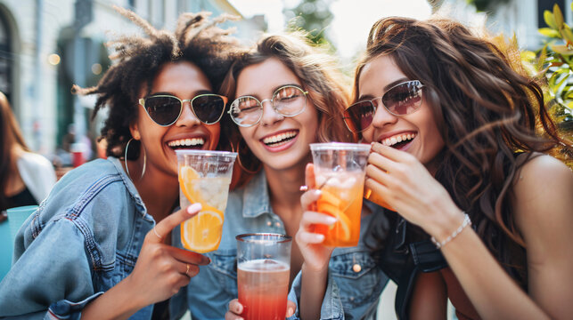 friends drinking cocktails in the bar, woman, drink, people, party, drinking, juice, glass, bar, couple, cocktail, fun, beverage, beauty, alcohol, smiling, summer, champagne, orange, beer, smile, frie