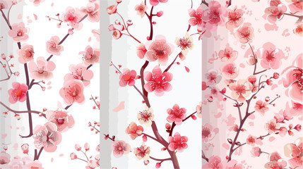 Asian cherry blossom patterns. Blooming sakura seaml
