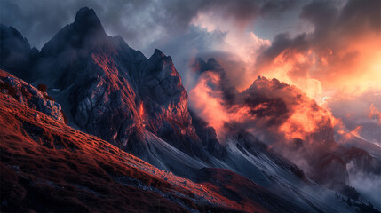 Fototapeta premium Mountain sunrise landscape photography