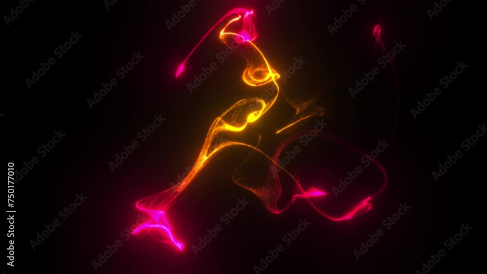 Poster bright fluid particles. computer generated 3d render