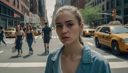 Fototapeta premium Close up on fashionable woman in new york