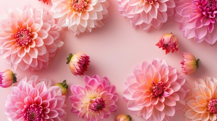 Vibrant Dahlia Flowers on Pastel Table for Birthday Greeting Card Generative AI