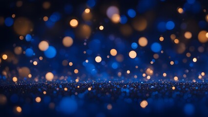 Glitter light blue particles stage and light shine abstract background. Flickering particles with bokeh effect. Blue glow particle abstract bokeh background; Generative AI	
