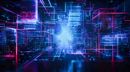 Fototapeta premium Digital Network Architecture, Abstract Technology Background, Futuristic Concept of Connectivity and Cyber Space