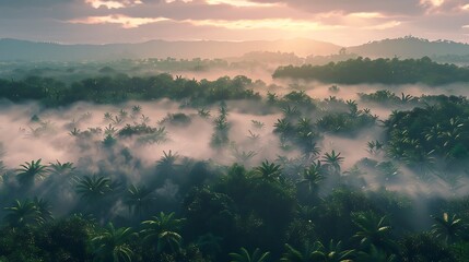 A dense mist rolling over a forest at dawn, creating a magical and mysterious atmosphere - Powered by Adobe