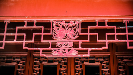 Montreal, Canada - January 5 2021: Chinese style pavillon in the Botanical Garden of Montreal