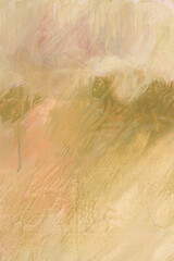 Art hand drawn watercolor and acrylic pour smear blot canvas painting wall. Abstract texture yellow, green, beige pastel color stain brushstroke exture background...