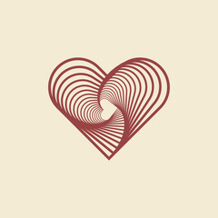 Heart vector symbol. Abstract line medical health logo icon design.
