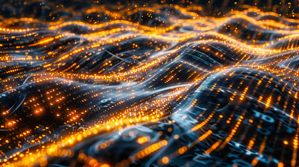 Digital Matrix: Abstract Technology Background with Glowing Connections, Symbolizing the Flow of Data and Information
