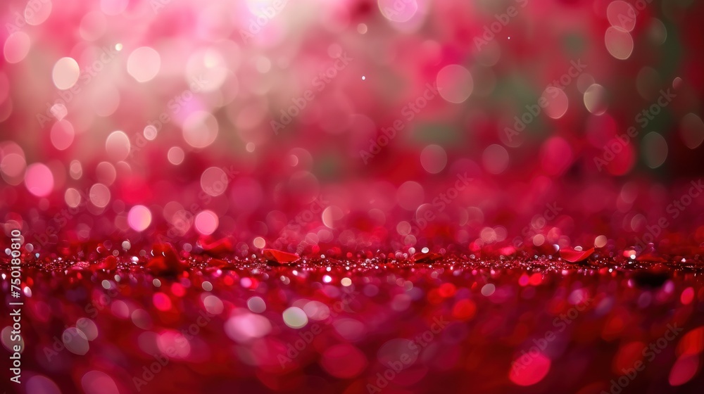 Poster a close up of a pink and red background with lots of small circles of glitter in the middle of the i