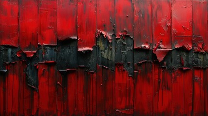  a close up of a red and black wall with paint peeling off the side of the wall and peeling off the paint off the side of the wall and peeling off the wall.