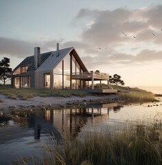 Small wooden barn house