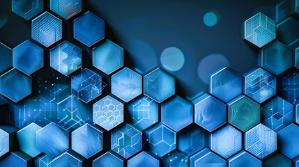 Digital Hexagons: A Futuristic Pattern of Blue Geometric Shapes, Symbolizing Connectivity and Innovation