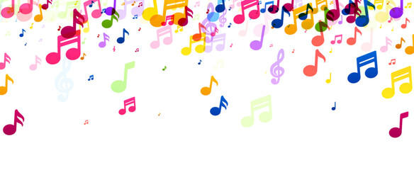 Colorful Music Notes on White Background