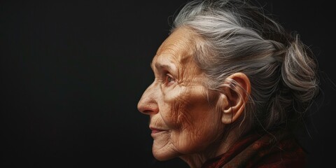 elderly woman close-up portrait wrinkles Generative AI