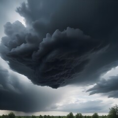 Sky background with heavy clouds. Storm approaching. AI image.