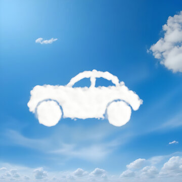 Clouds in the shape of a car. Conceptual image about dreaming of buying a car. AI image.