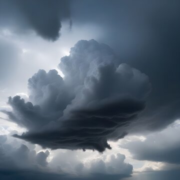Sky background with heavy clouds. Storm approaching. AI image.