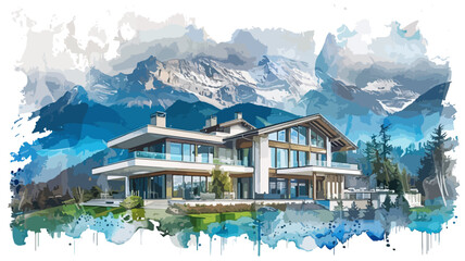 Luxus Villa Berge Architektur Gebäude Immobilie Vektor