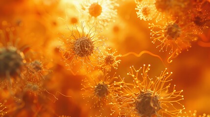 Virus Closeup Illustration in Vivid Colors.