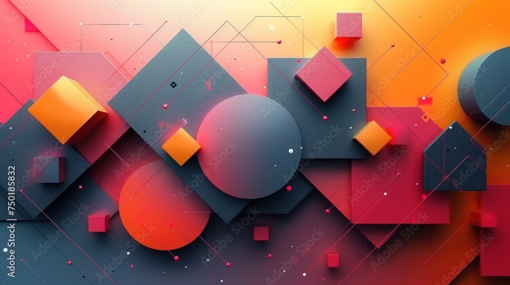 Poster a colorful abstract background with geometric shapes and a circular object in the middle of the imag