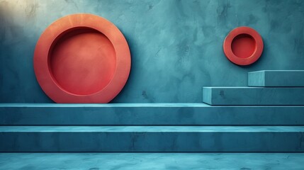  a red bowl sitting on top of a set of steps next to a red bowl on top of a set of steps next to a red bowl on top of a set of stairs.