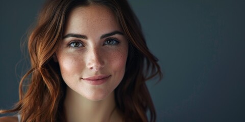 young woman on a black background close-up portrait Generative AI